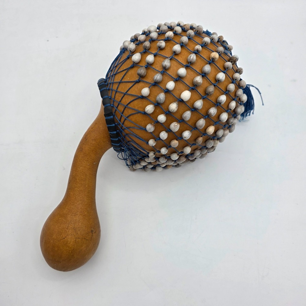 Shekere Gourd Shaker Beaded Hand Percussion Instrument 11" Decor